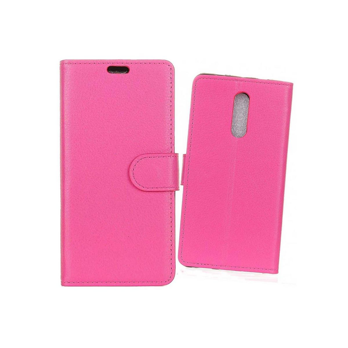 Amahousse Housse Lg Q Stylus Aspect Cuir Grain Rose Portefeuille