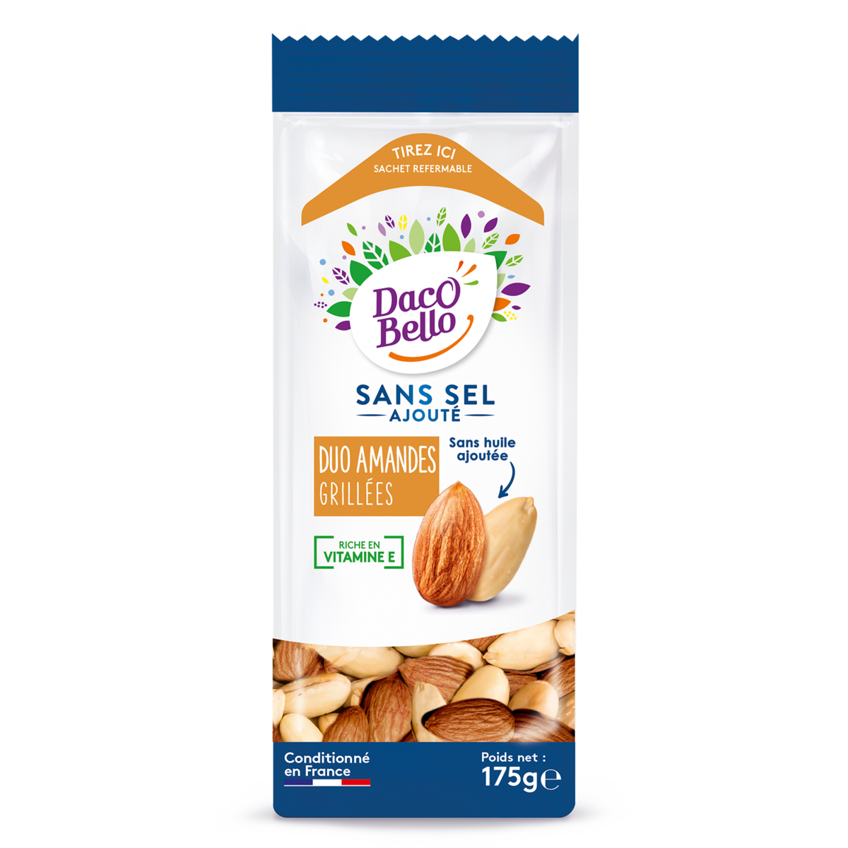 DACO BELLO Duo d amandes grillées sans sel et huile ajoutés 175g pas