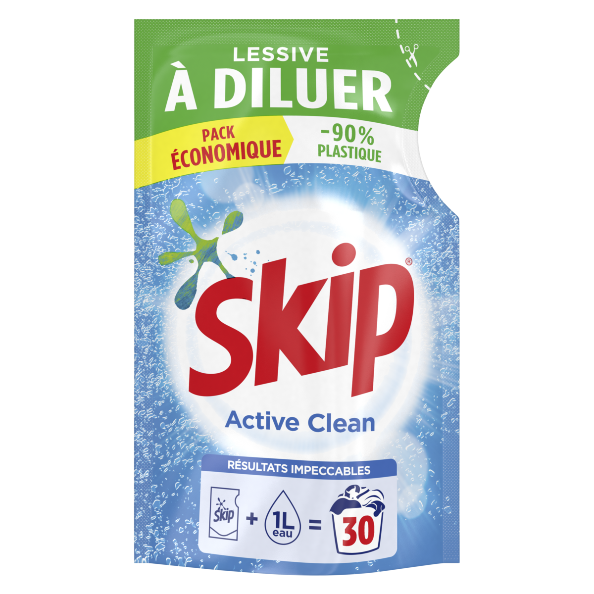 SKIP Active clean lessive à diluer 30 lavages 500ml pas cher à prix Auchan