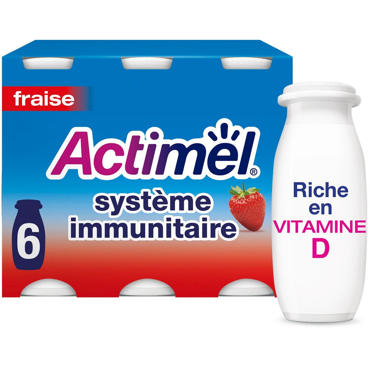 ACTIMEL Yaourt à boire à la fraise 6x100g pas cher Auchan fr