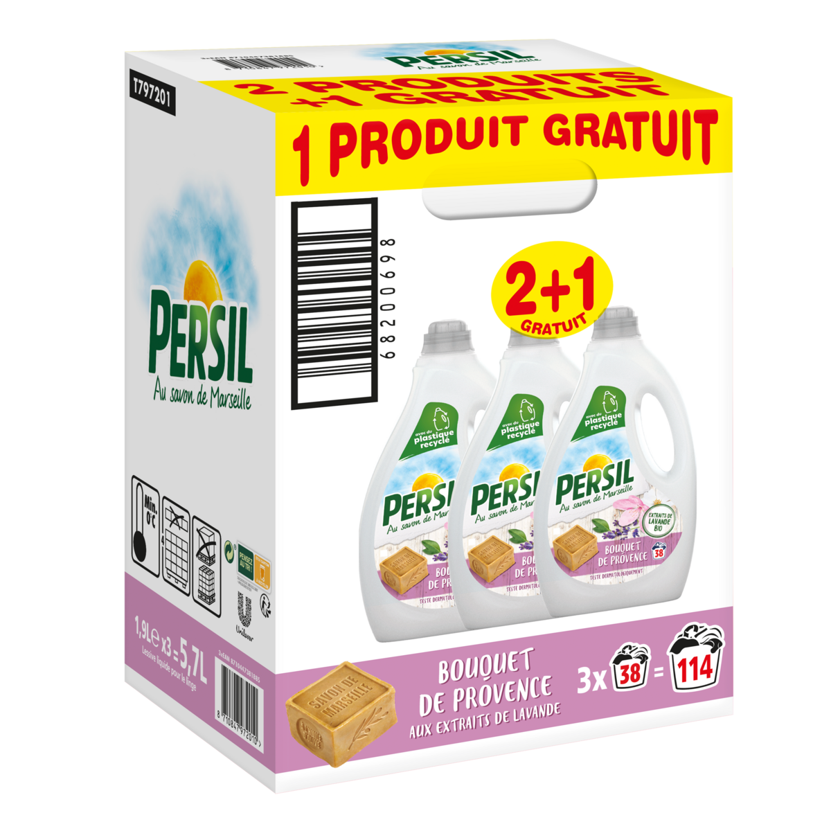 PERSIL Lessive Liquide Bouquet De Provence Au Savon De Marseille 3x38