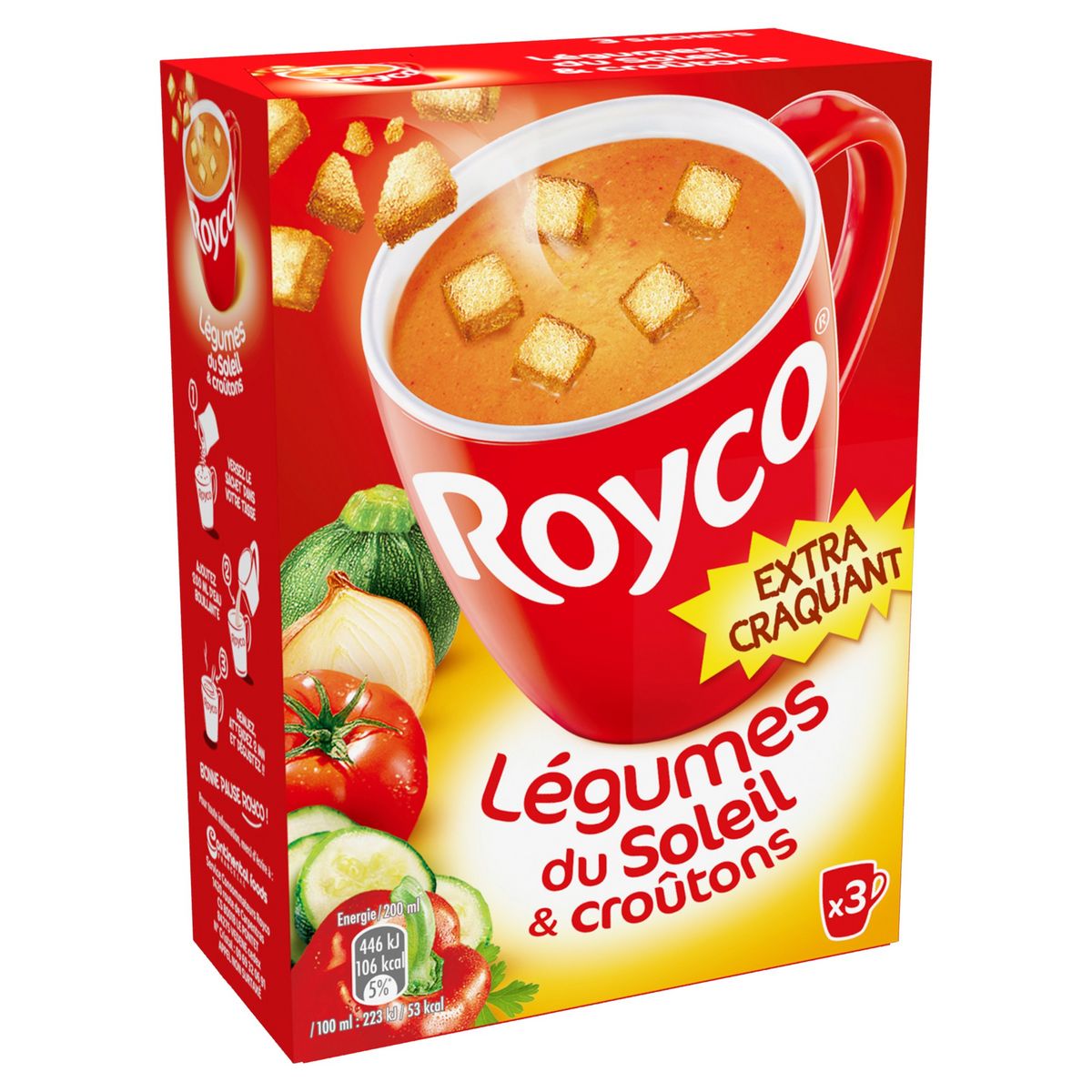 ROYCO Soupe instantanée légumes du soleil et croûtons 3 sachets 3x20cl