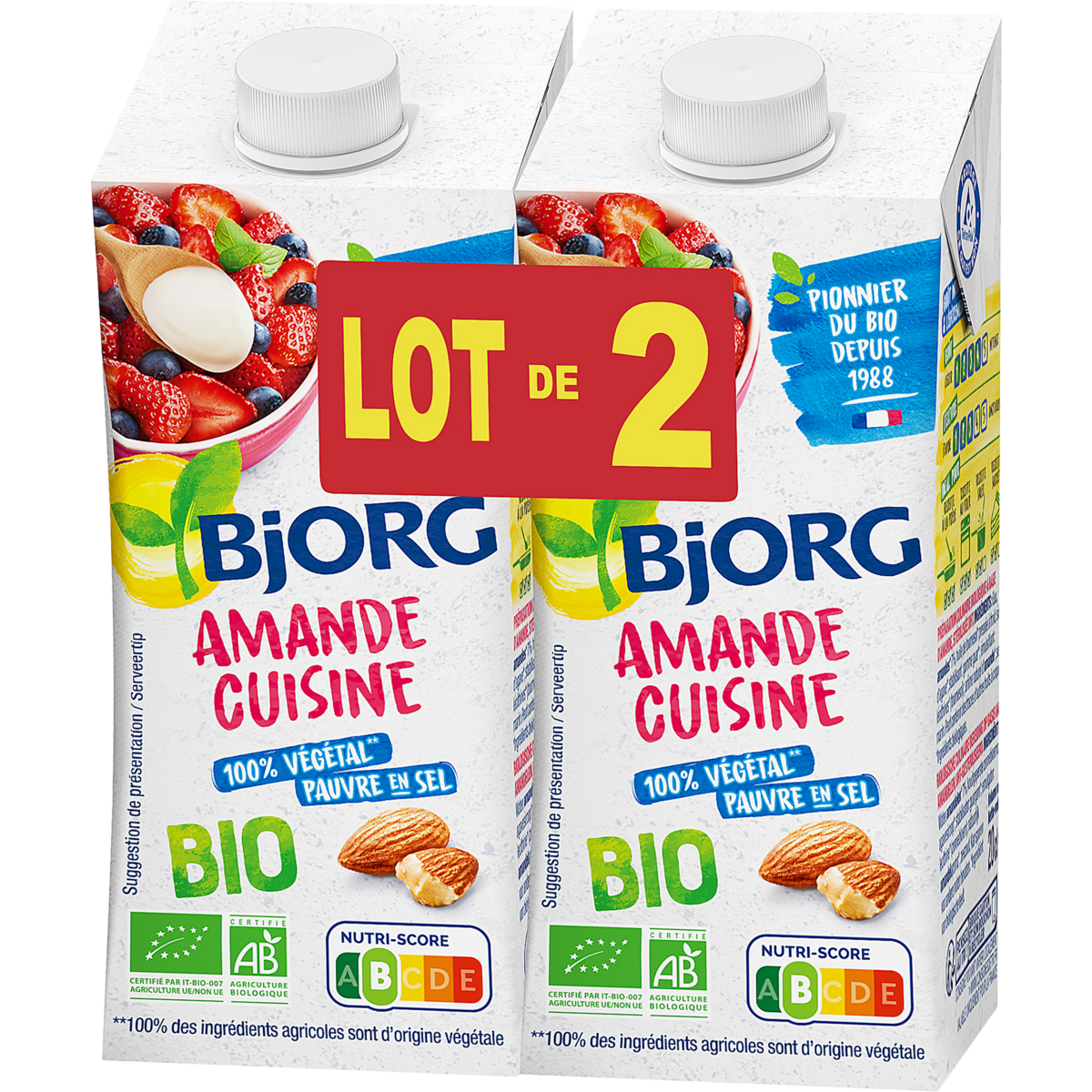 BJORG Amande Cuisine Bio Veggie Sans Gluten 2x20cl Pas Cher Auchan Fr