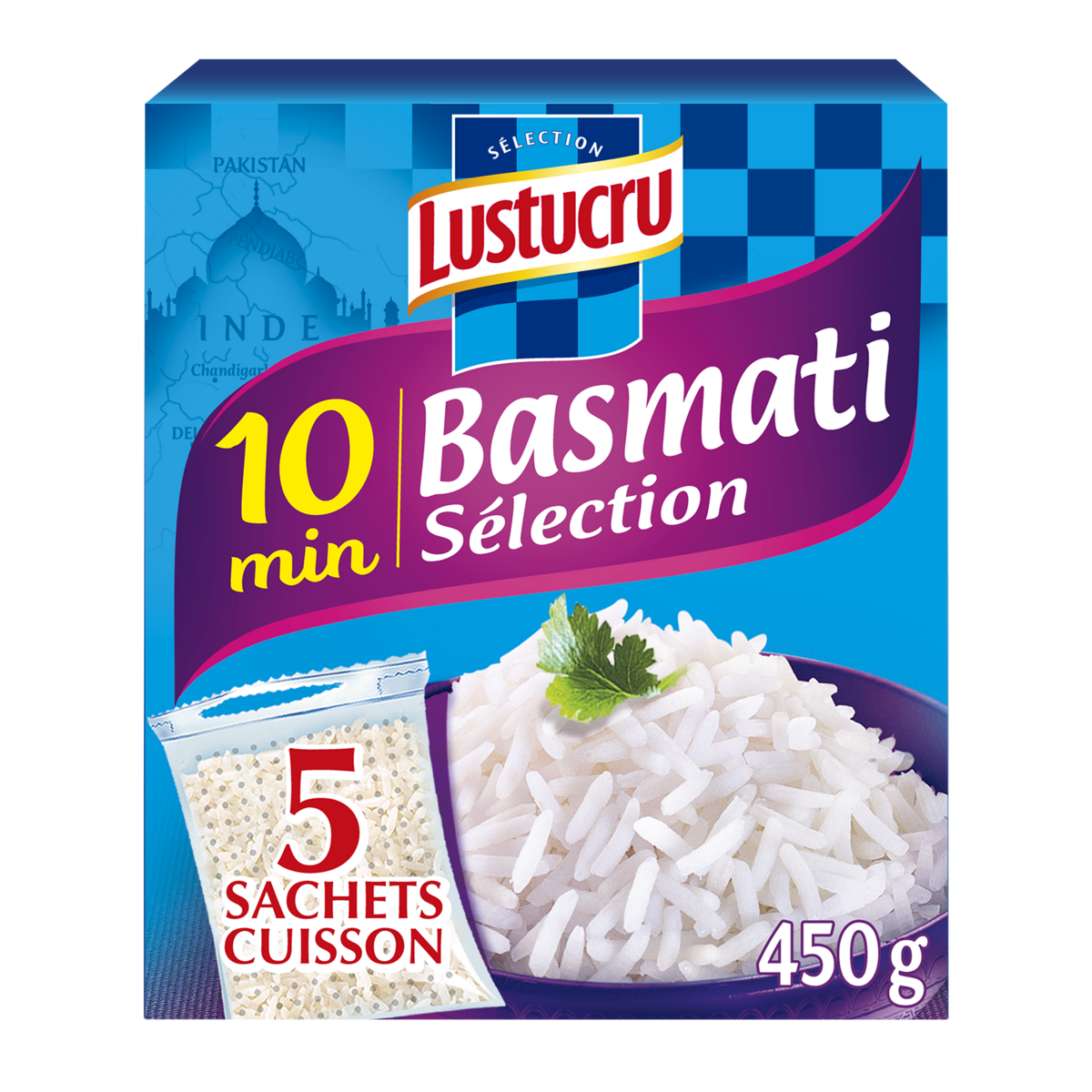 LUSTUCRU Riz Basmati sachets cuisson 5 sachets 450g pas cher à prix Auchan