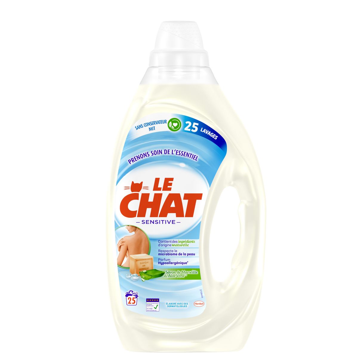 LE CHAT Lessive Liquide Sensitive Au Savon De Marseille Et Aloe Vera 25