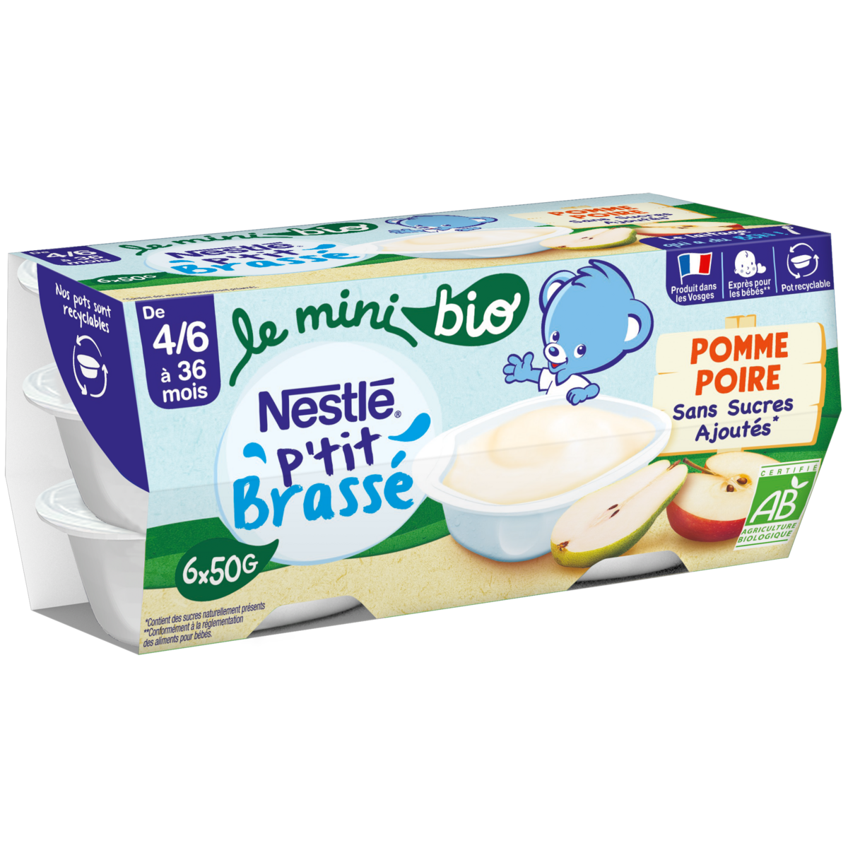 Nestle P Tit Brass Petit Pot Dessert Lact Pomme Poire Bio D S Mois