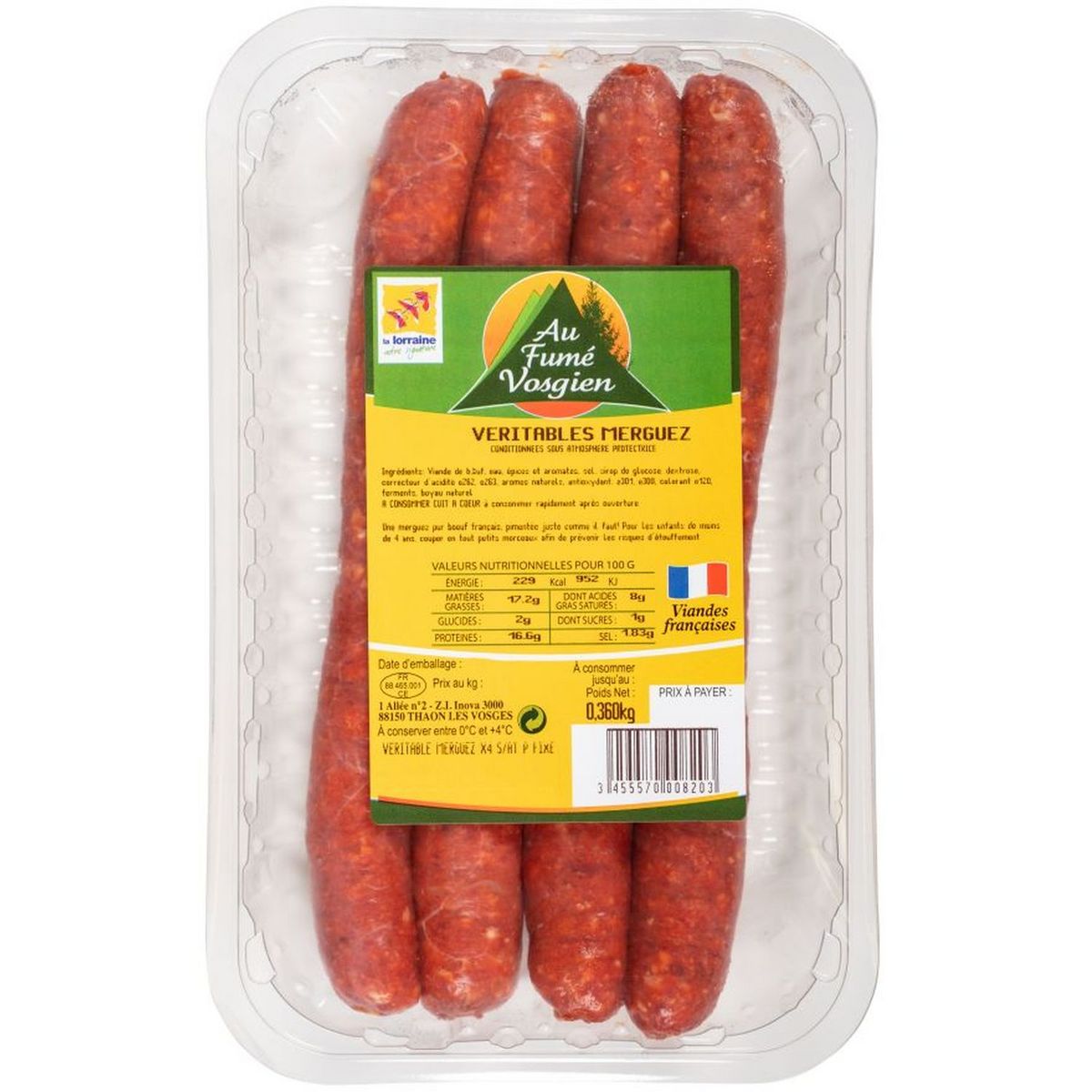 Au Fum Vosgien Merguez V Ritables Pi Ces G Pas Cher Auchan Fr