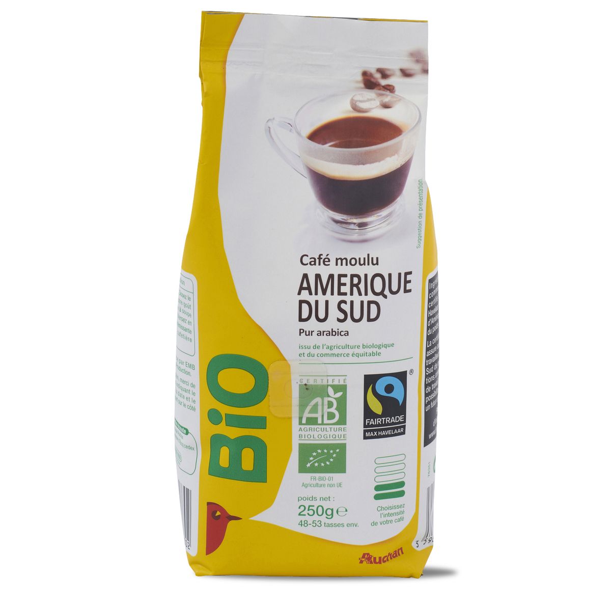 Auchan Auchan Bio Caf Moulu Pur Arabica Max Havelaar G Pas Cher