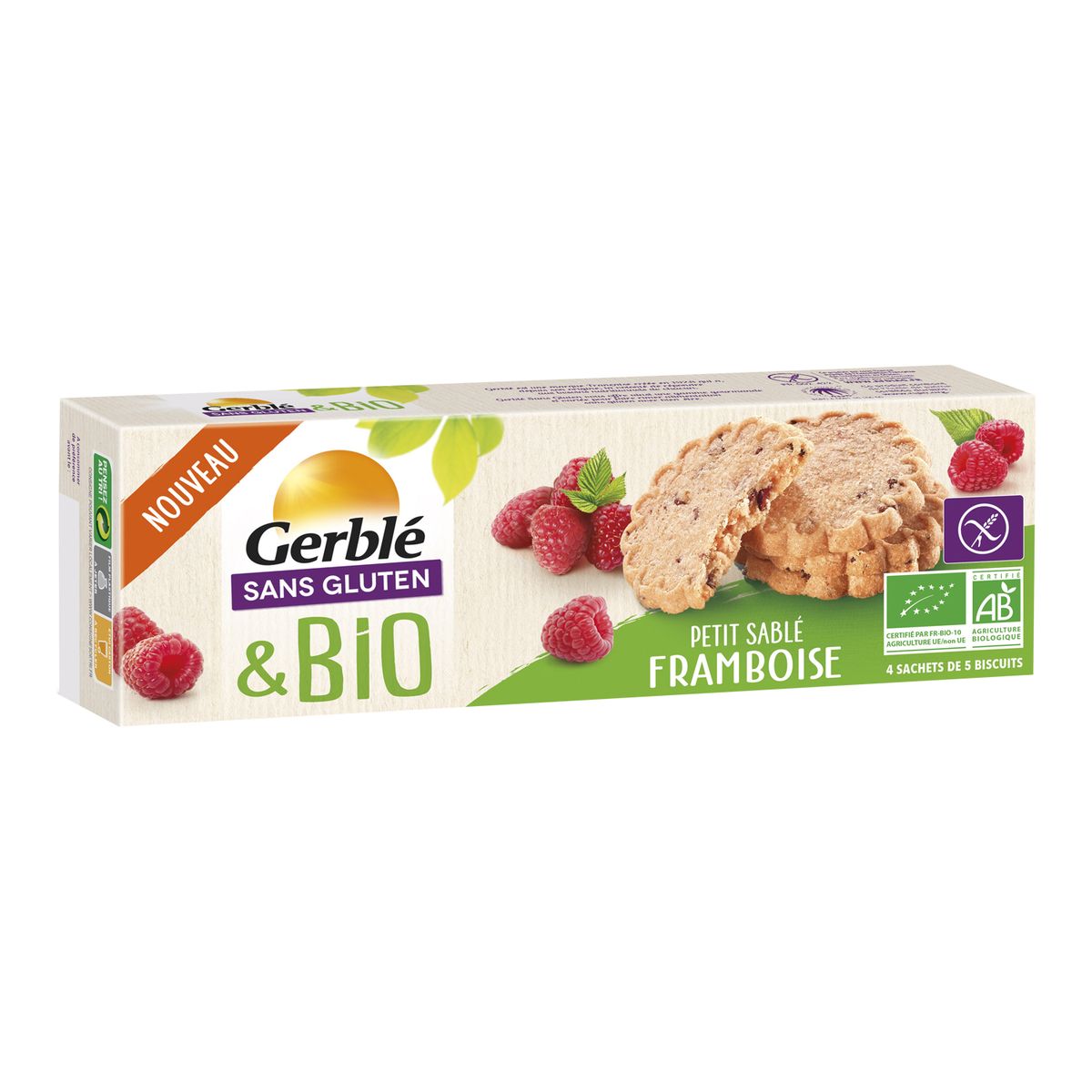 GERBLE Gerblé sans gluten et bio petits sablés framboise 120g pas cher