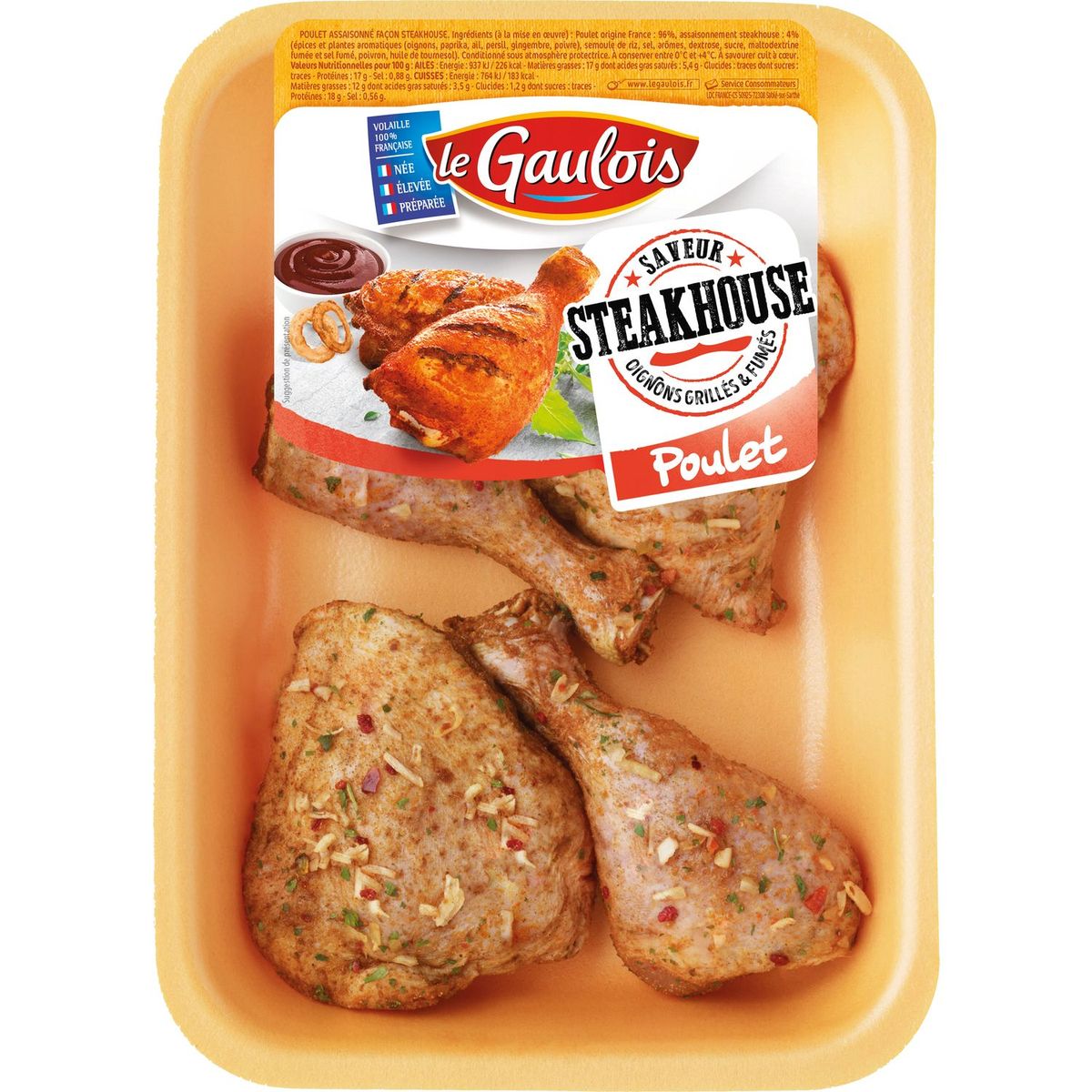 LE GAULOIS Cuisse de poulet façon steackhouse 4 piéces 550g pas cher