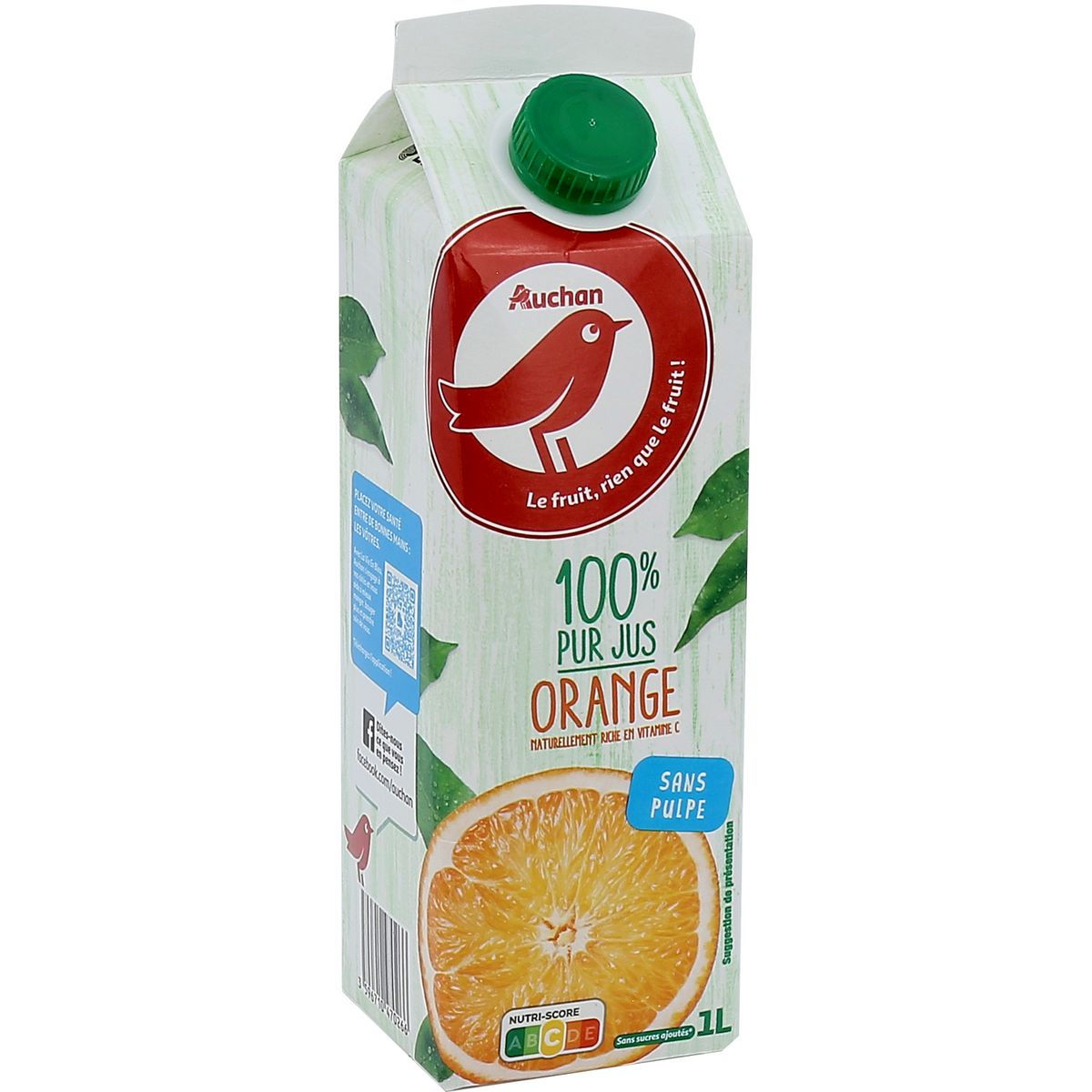 AUCHAN Pur Jus D Orange Sans Pulpe Brique 1l Pas Cher Auchan Fr