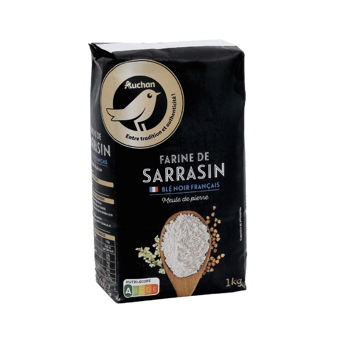 AUCHAN Farine de sarrasin blé noir Français Filière responsable 1kg pas