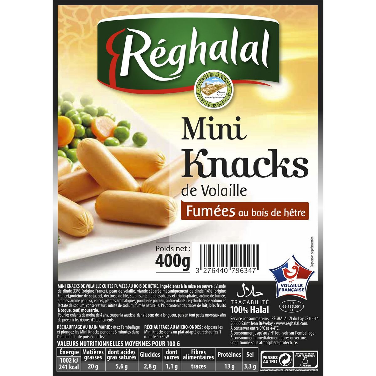 REGHALAL Reghalal mini knacks de volaille 400g pas cher à prix Auchan