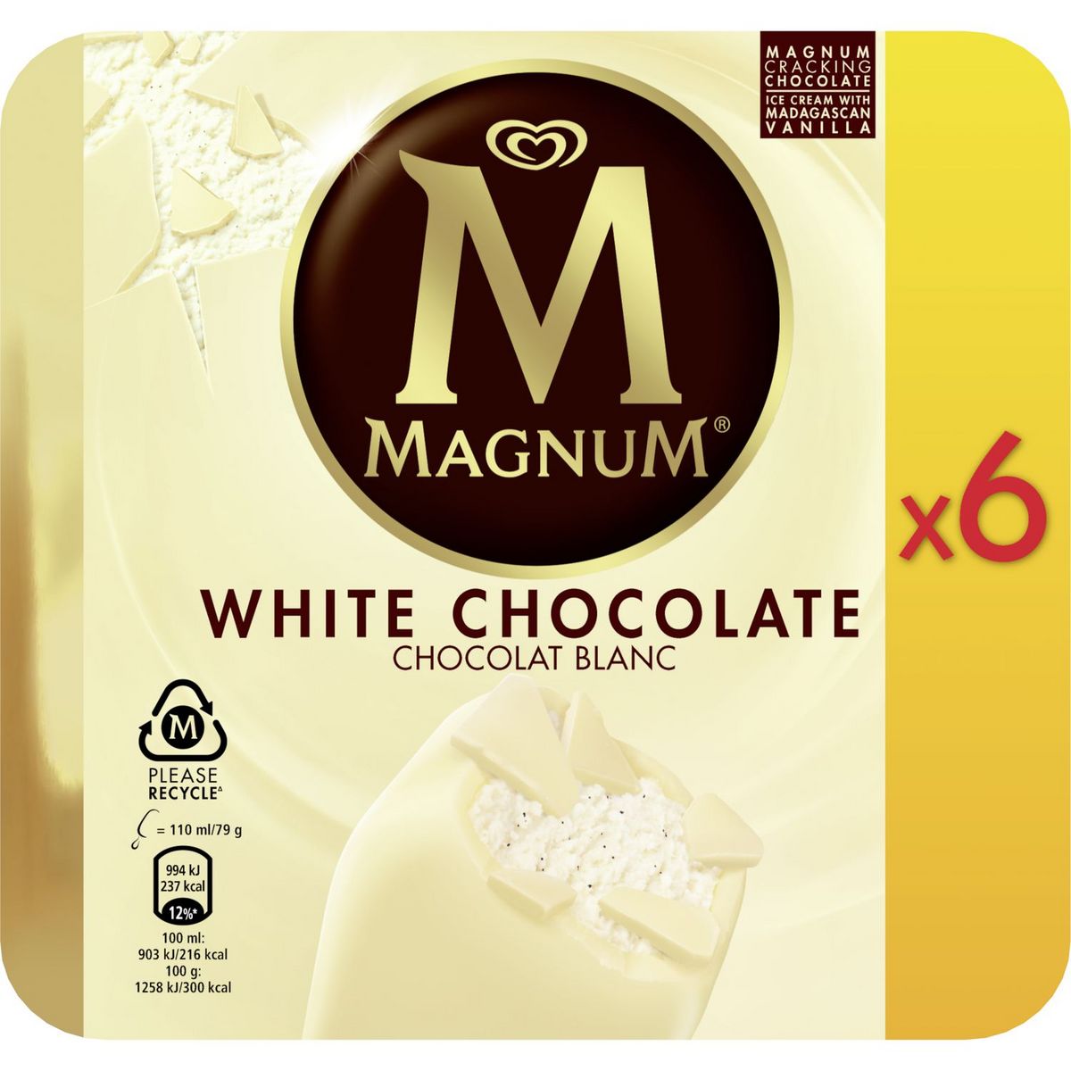 Magnum Magnum B Tonnet Glac Vanille Enrob De Chocolat Blanc X G