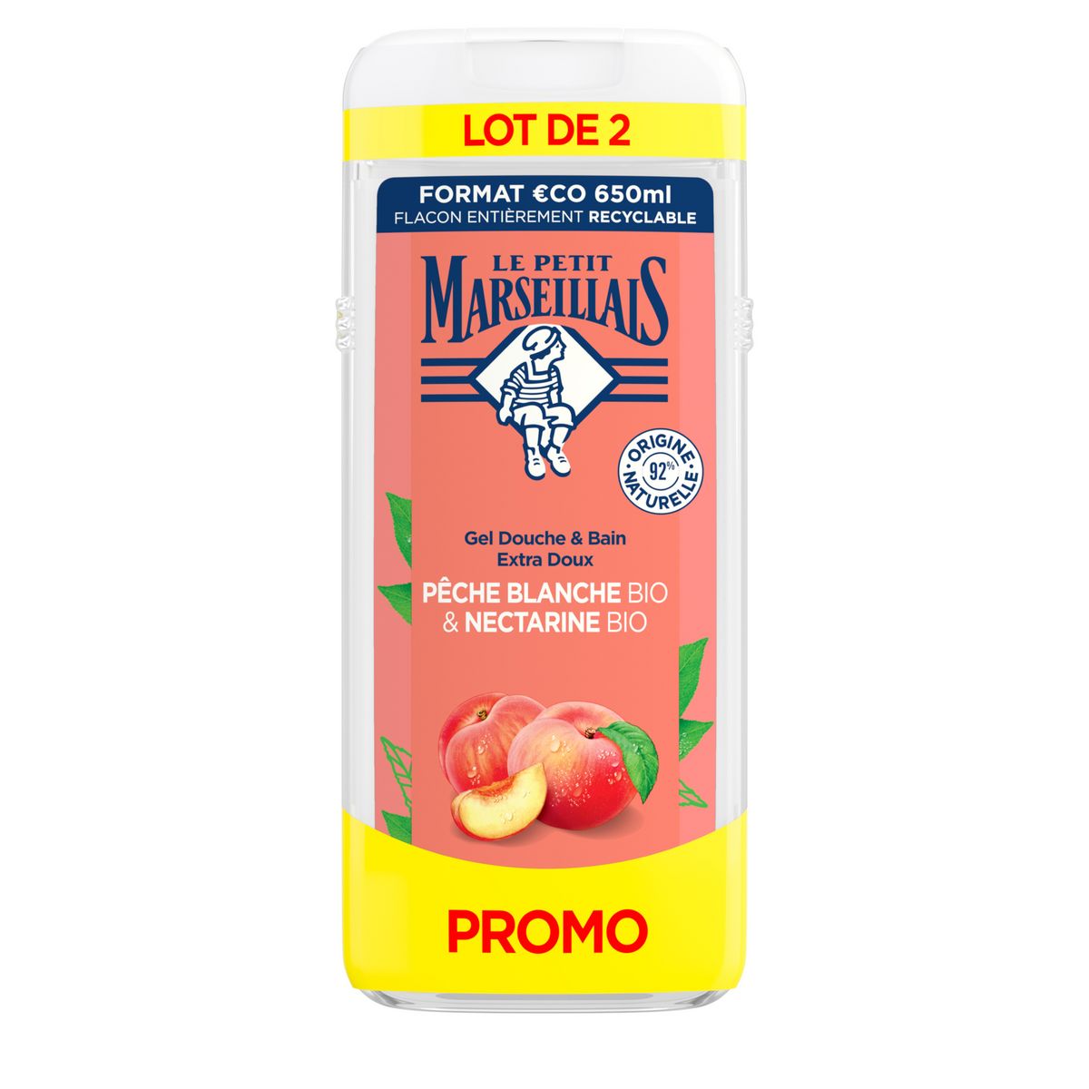 LE PETIT MARSEILLAIS Gel douche et bain extra doux pèche nectarine