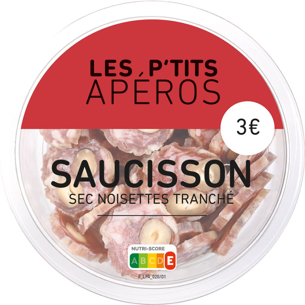 LES P TITS APEROS Saucisson sec tranché aux noisettes 100g pas cher