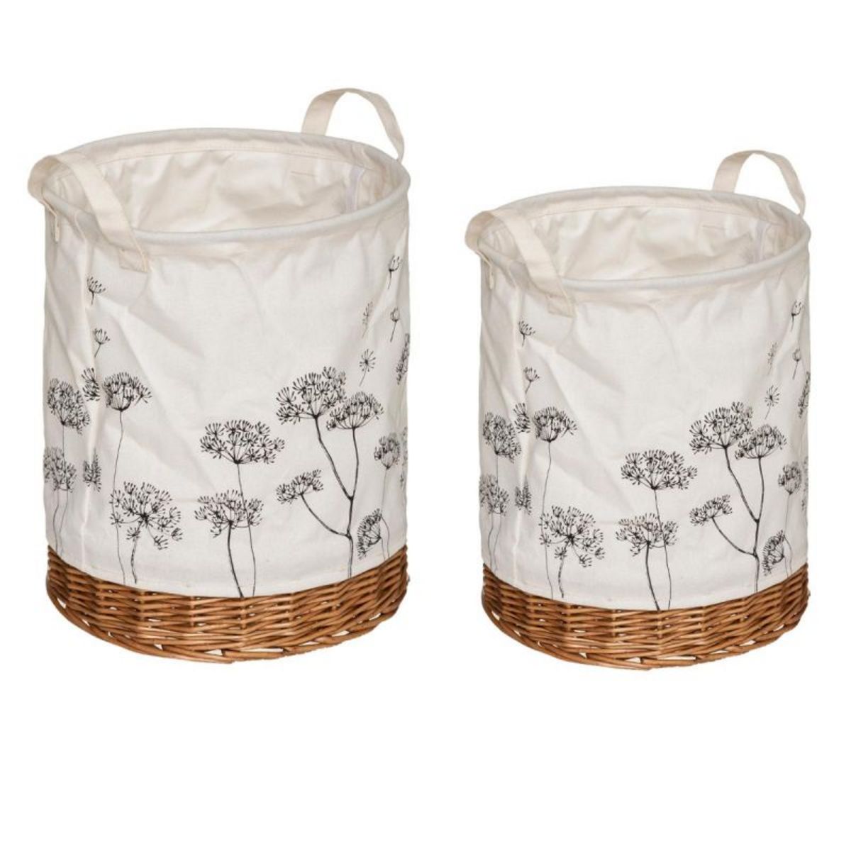 Lot De Paniers Linge Tissu Osier Orane Ii Cm Blanc Pas Cher