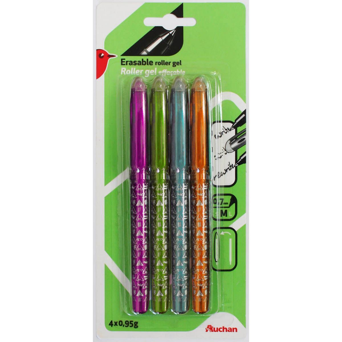 Lot de 4 stylos effaçables Coloris fun pas cher Auchan fr