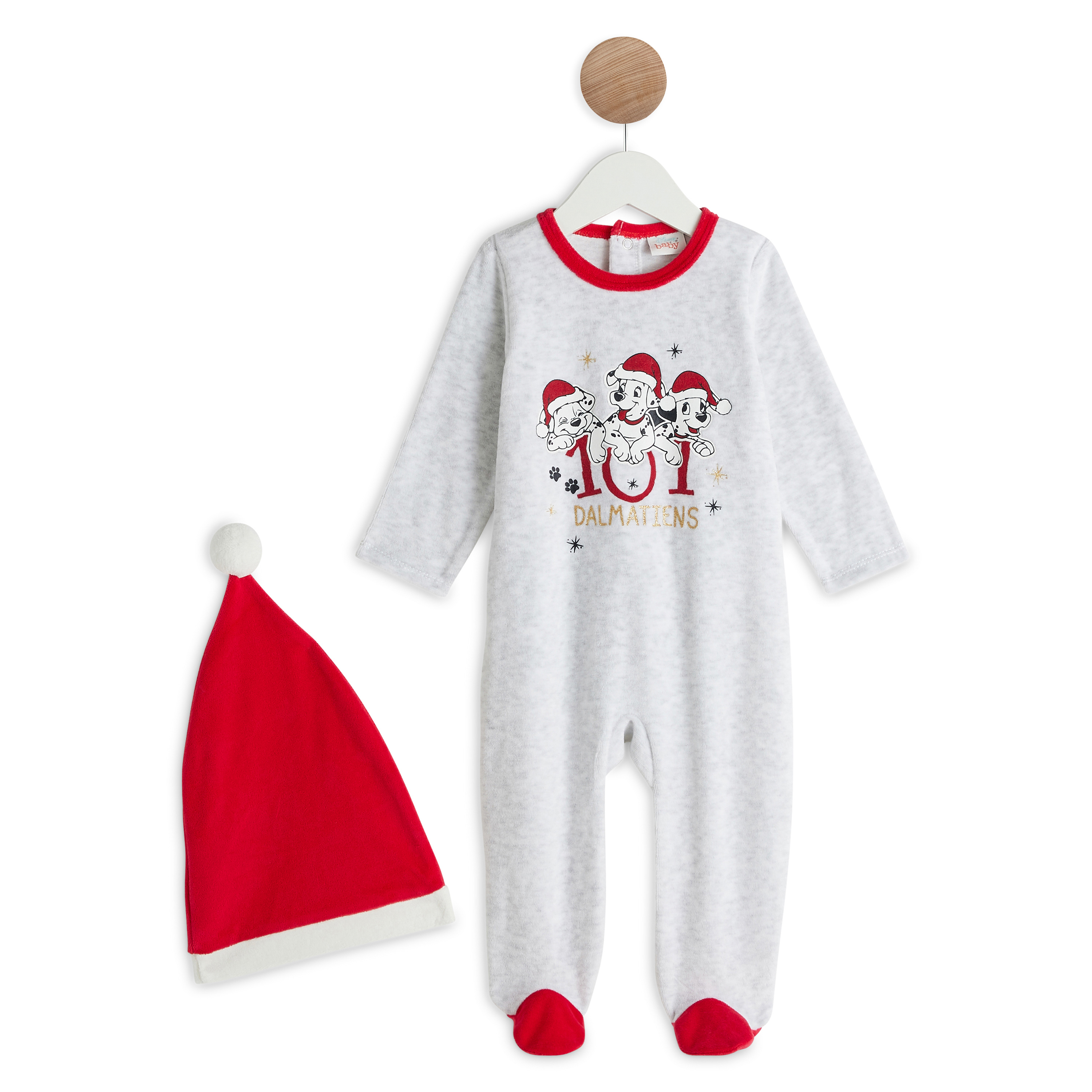 INEXTENSO Pyjama 2 pièces velours + bonnet de noël bébé garçon pas cher 