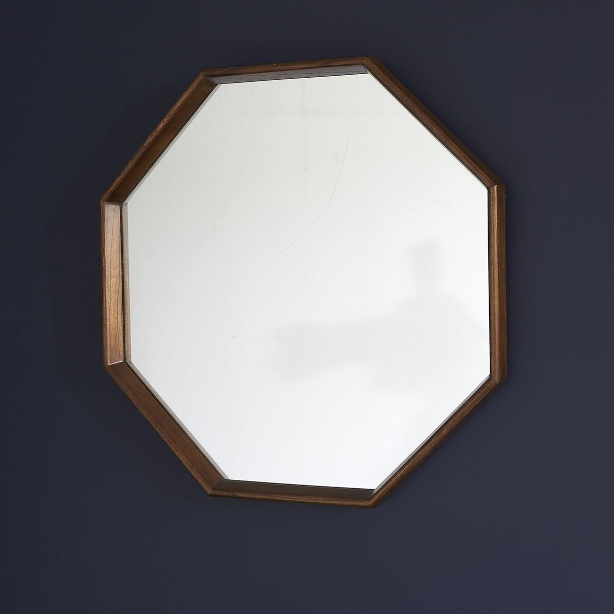 BOIS DESSUS BOIS DESSOUS Miroir en mindi massif finition noyer octogonal