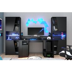 Ensemble Bureau gaming + 2 bibliothèques avec leds XENON pas cher 