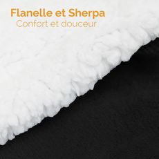 VIVEZEN Couverture, plaid polaire 220 x 240 cm en flanelle et sherpa ultra doux (Noir)