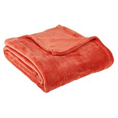 ACTUEL Plaid, couvre-lit, jeté de canapé uni très moelleux velvet 260 g/m² (Orangé)