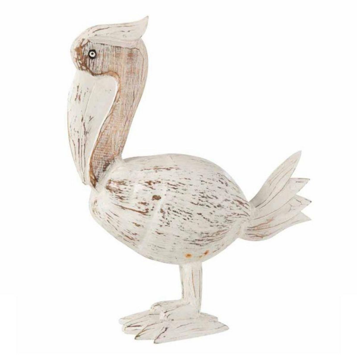 Paris Prix Statue Déco en Bois  Pélican  35cm Blanc