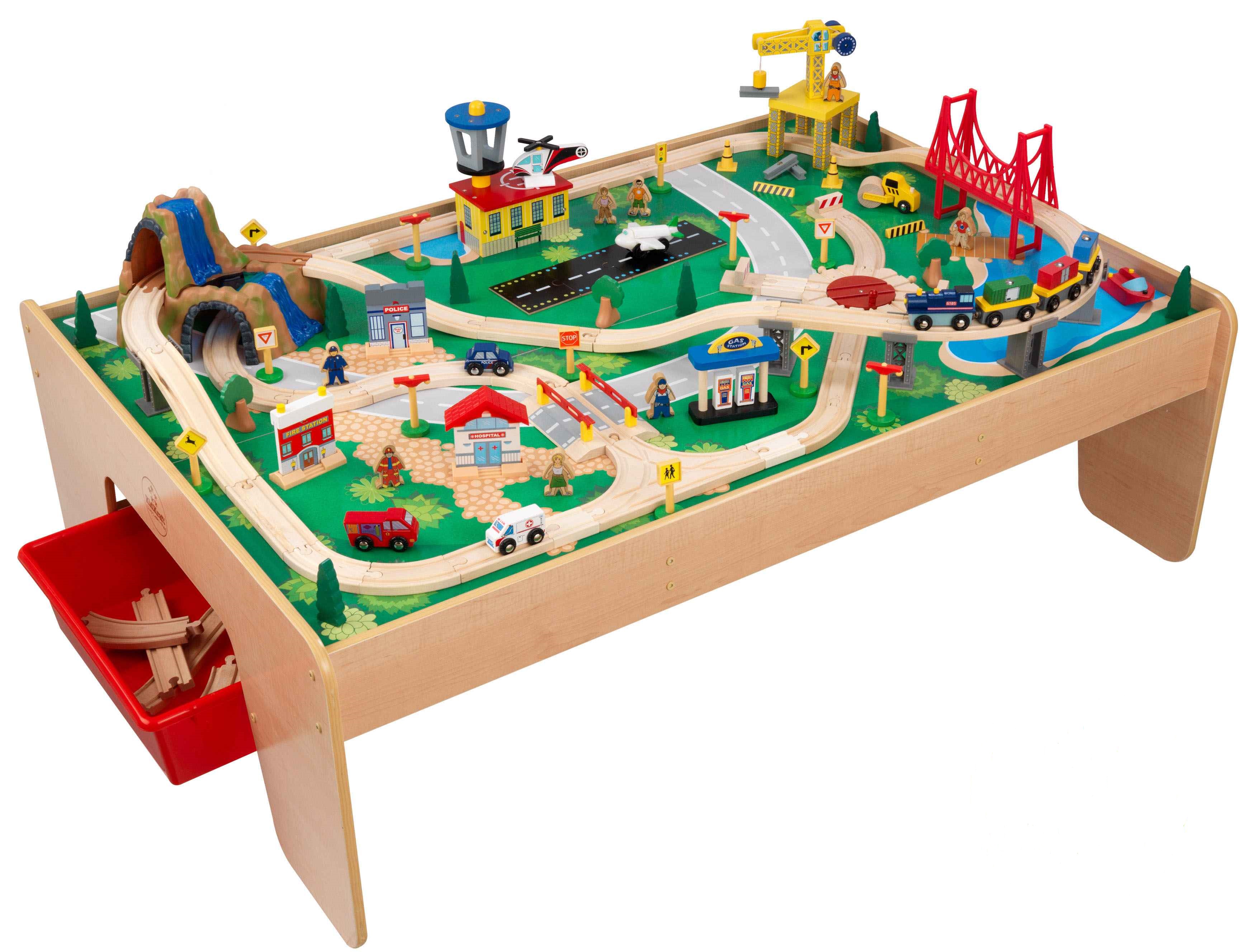 Table circuit train en bois 80 pièces pour enfant