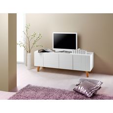 Meuble TV style scandinave PRETTY, L140cm (Blanc)