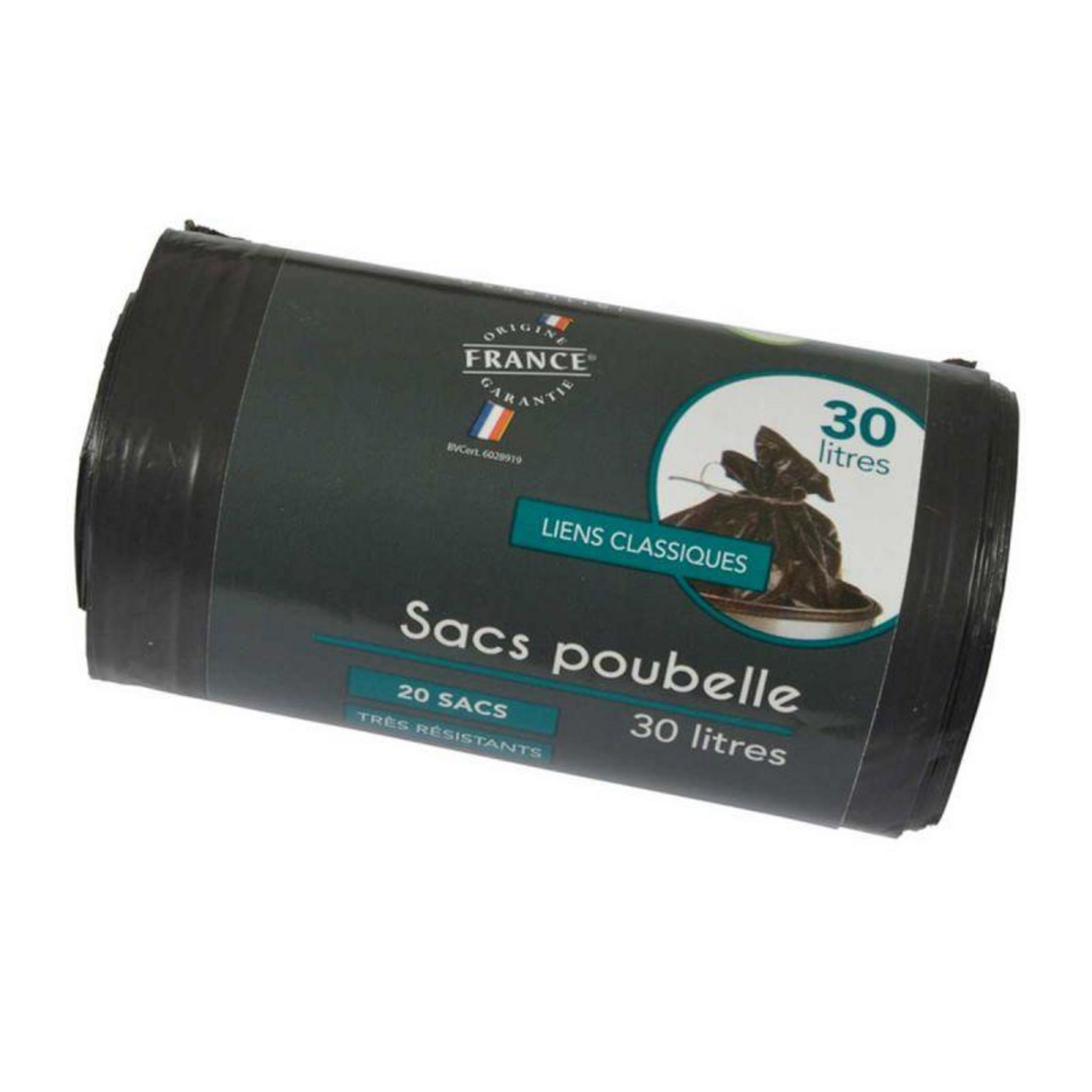 Paris Prix Lot de 20 Sacs Poubelle Liens Classiques 30L Noir pas cher 