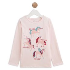 IN EXTENSO T-shirt manches longues licornes fille (Rose pale )