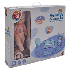 One Two Fun Mon kit d'accessoires pour bébé avec poupon 30 cm - rose