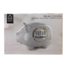 Paris Prix Tirelire Déco Cochon  Futur Milliardaire  27cm Blanc
