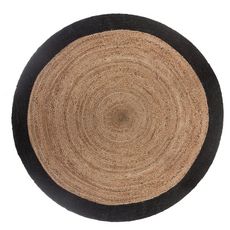 ATMOSPHERA Tapis déco rond en jute bord coloré diamètre 120 cm (Noir)