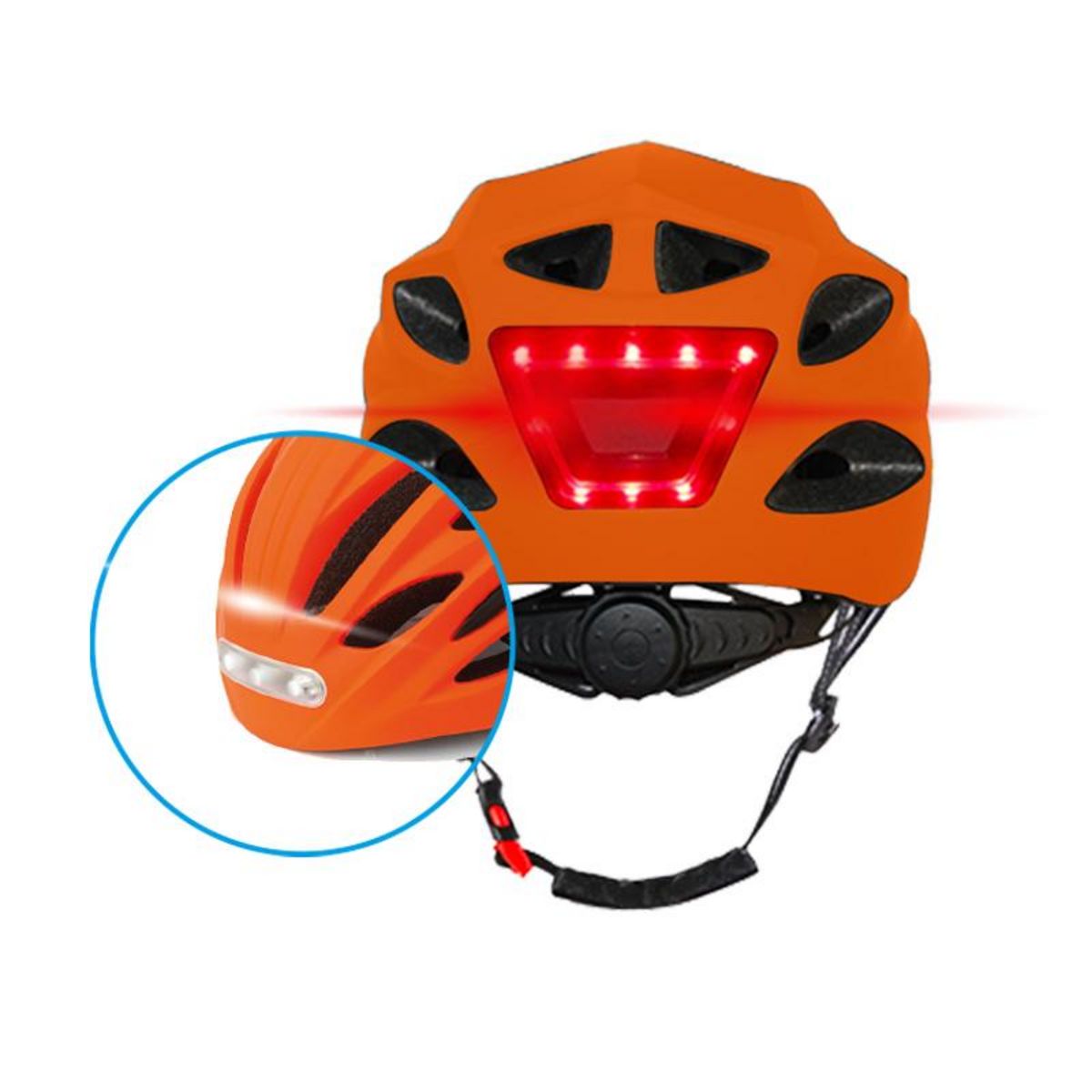 BEEPER - Casque avec LED avant et arrière pour Vélo, VTT, Trottinette  électrique, Taille M, Orange ME134M-O pas cher 