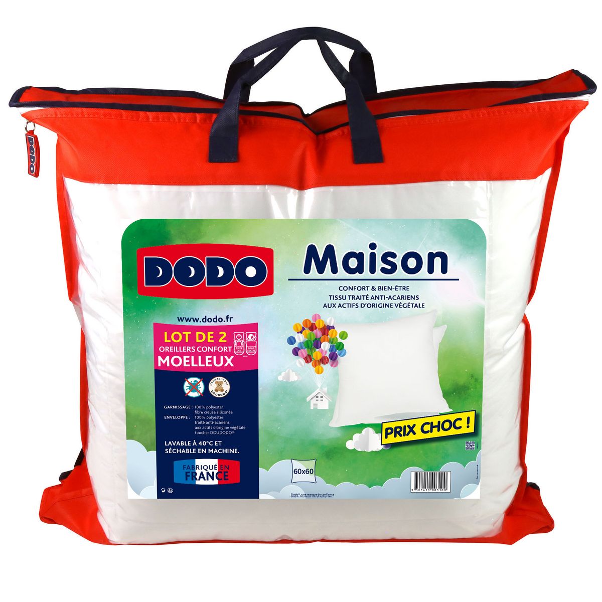 Dodo - lot de 2 oreillers confort protect - anti-acariens - moelleux -  Conforama