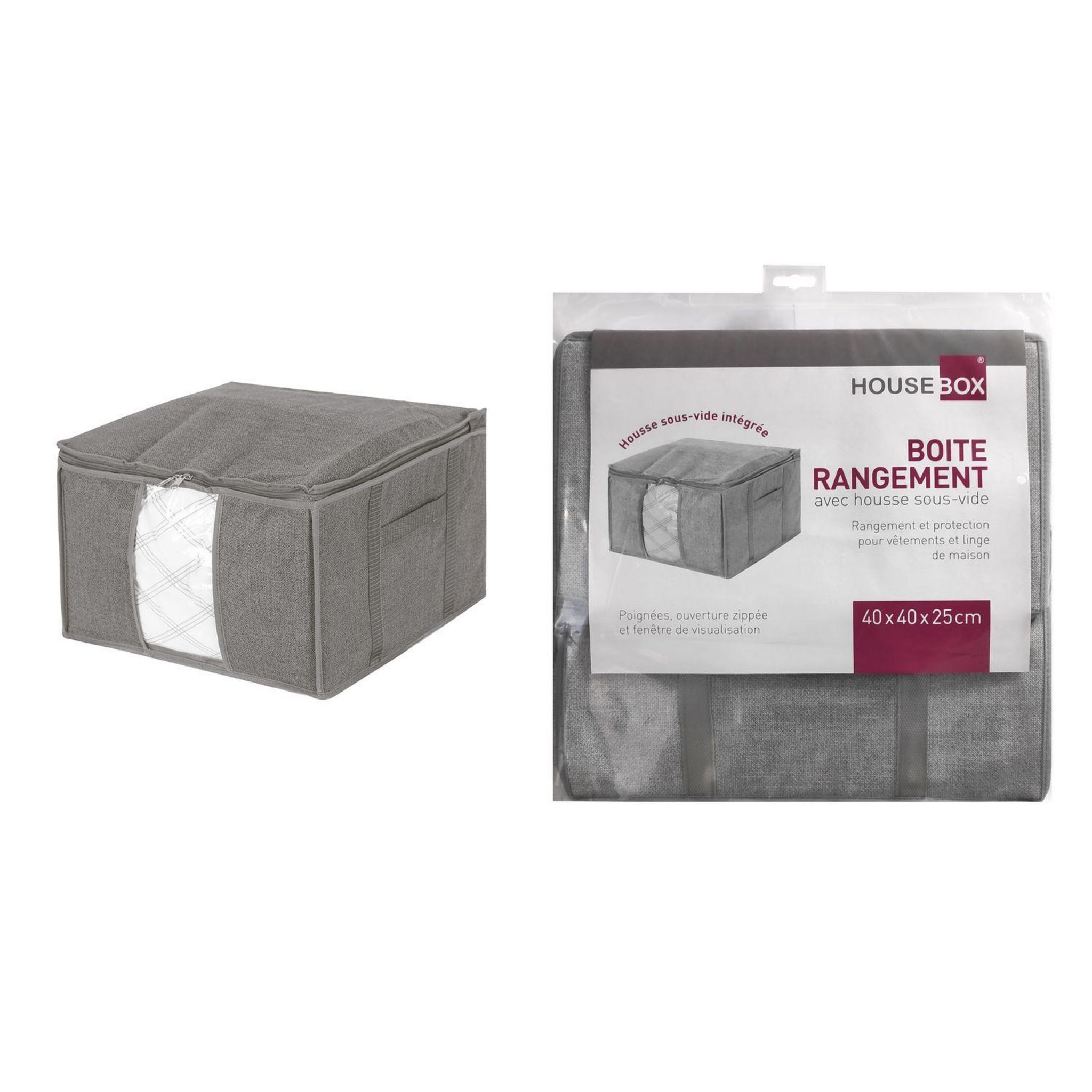 Casier de rangement pliable - 45 Littres - plastique - gris et anthracite