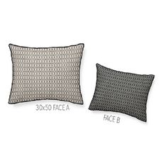 Coussin rectangle déhoussable en coton motifs ethniques micromotifs (Gris/Blanc)