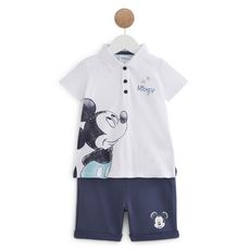 MICKEY Ensemble bermuda + t-shirt manches courtes bébé garçon (bleu marine)