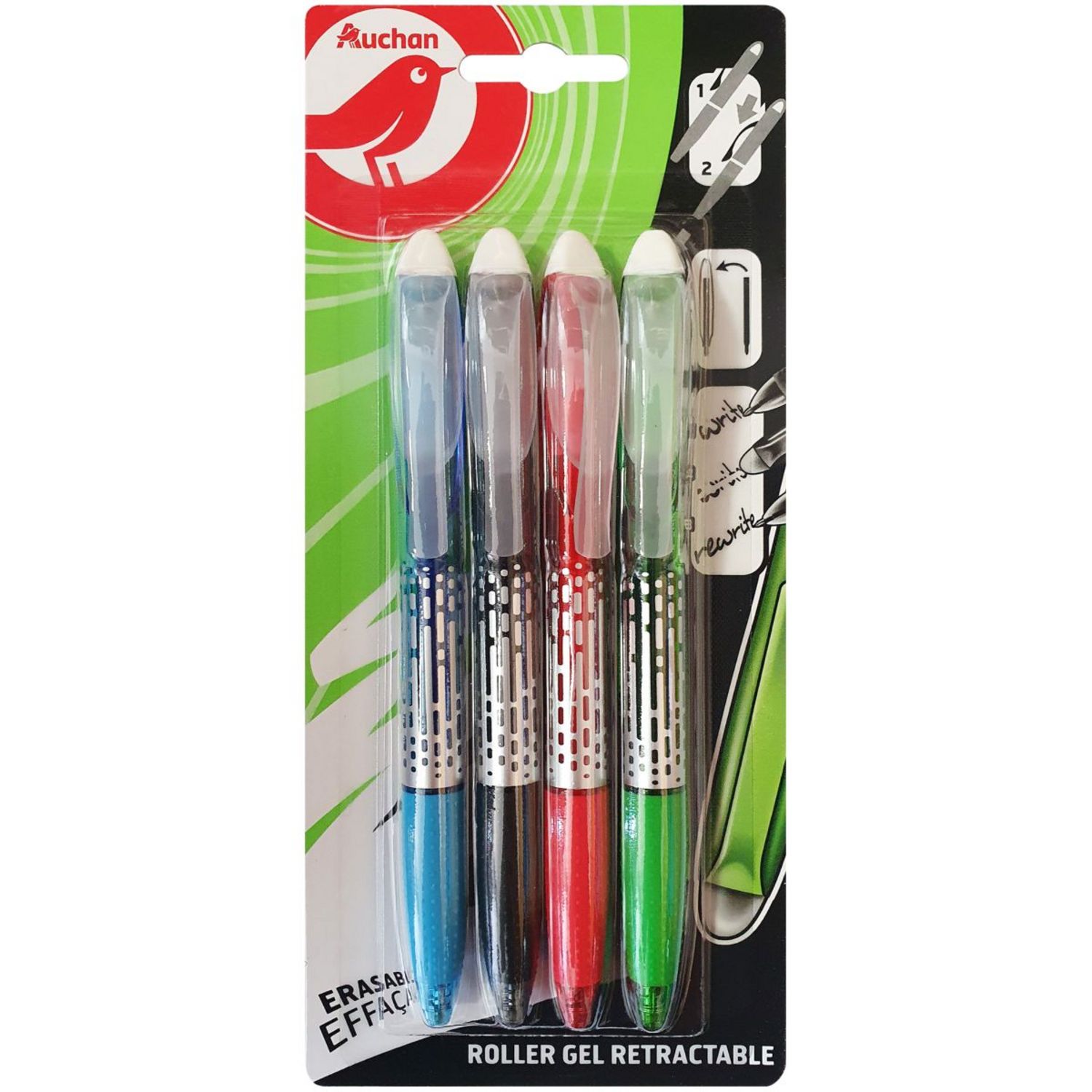 AUCHAN Lot de 6 stylos gel paillettes pas cher 