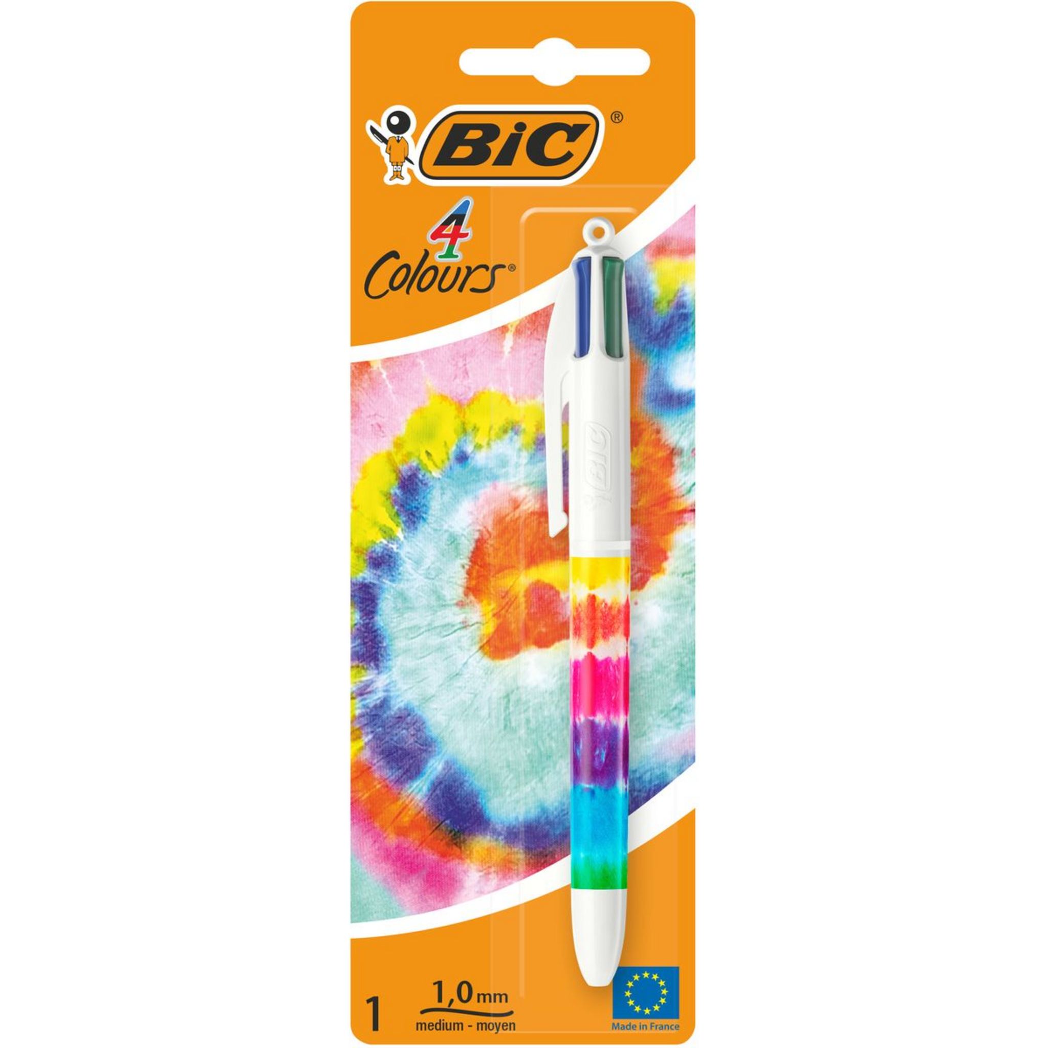 BIC Stylo bille 4 couleurs rétractable décor multicolore pas cher 