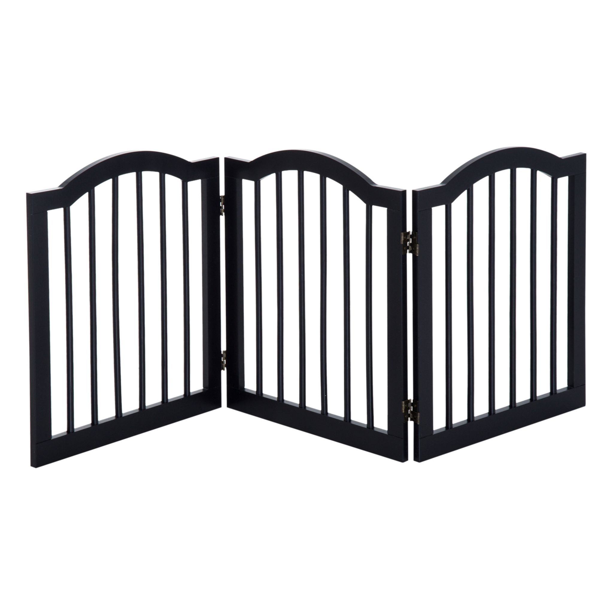 Barrière de sécurité chien barrière autoportante longueur réglable dim.  104-183L x 36l x 69H cm bois pin gris acier noir
