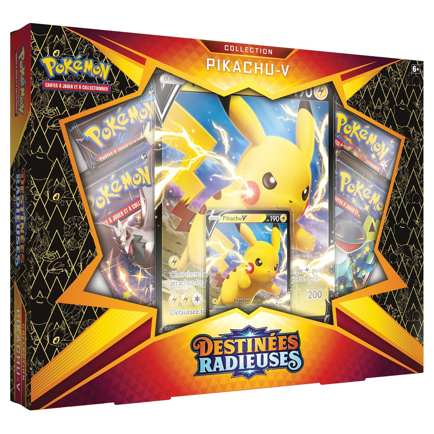 ASMODEE Coffret 4 Boosters Destinées Radieuses - Pokémon Pikachu-V