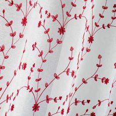 Paris Prix Paire de Voilages  Petite Fleur  60x160cm Blanc & Rouge