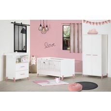 Chambre bébé complète évolutive JOY, coloris rose