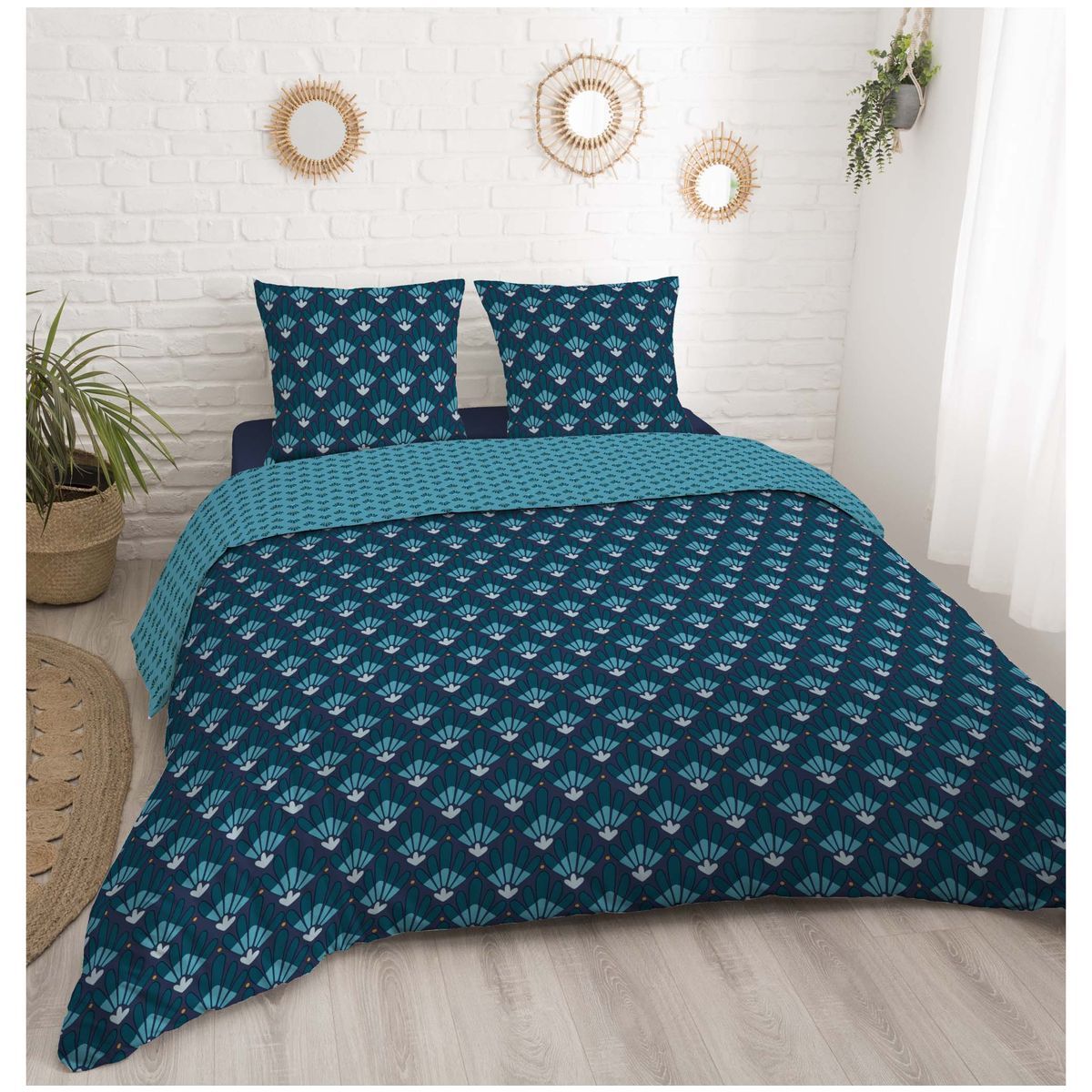 Housse de couette bleu canard