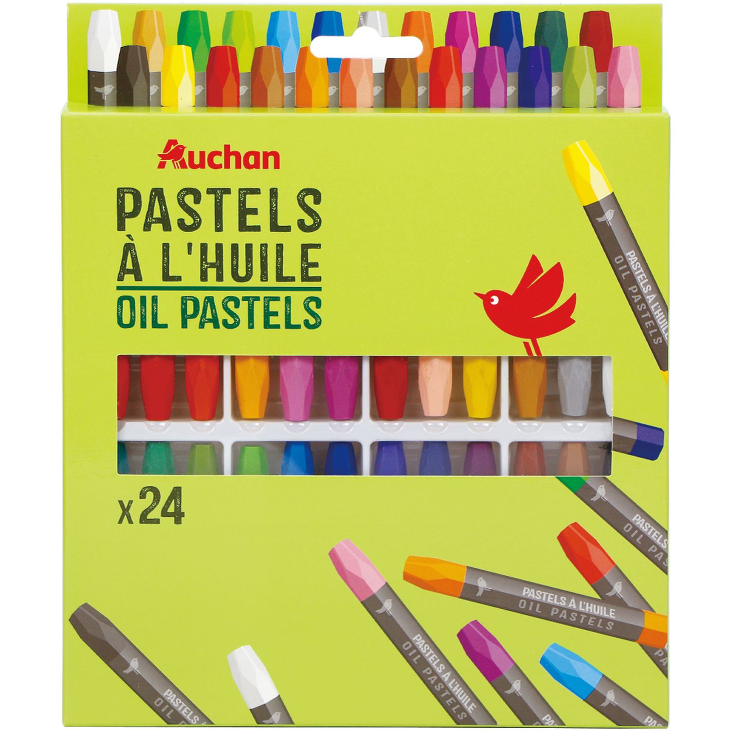 AUCHAN Boîte de 12 crayons pastels à l'huile pas cher 