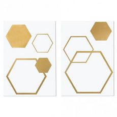 Transfert 6 hexagones dorés thermocollants à repasser
