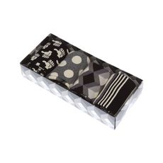 HAPPY SOCKS Chaussette Mi-Hautes - Lot de 4 - Rayures - Coton - Black And White Gift Box (Noir)